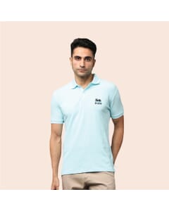 Greys&Blues Pima Collar T-Shirt-Ice Blue with White